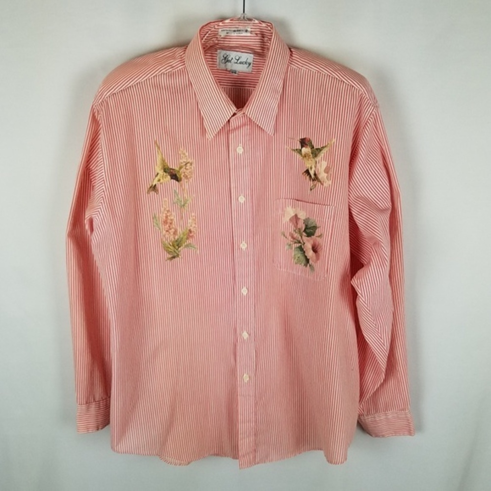 Get Lucky‎ shirt striped bird detail dress 17.5neck